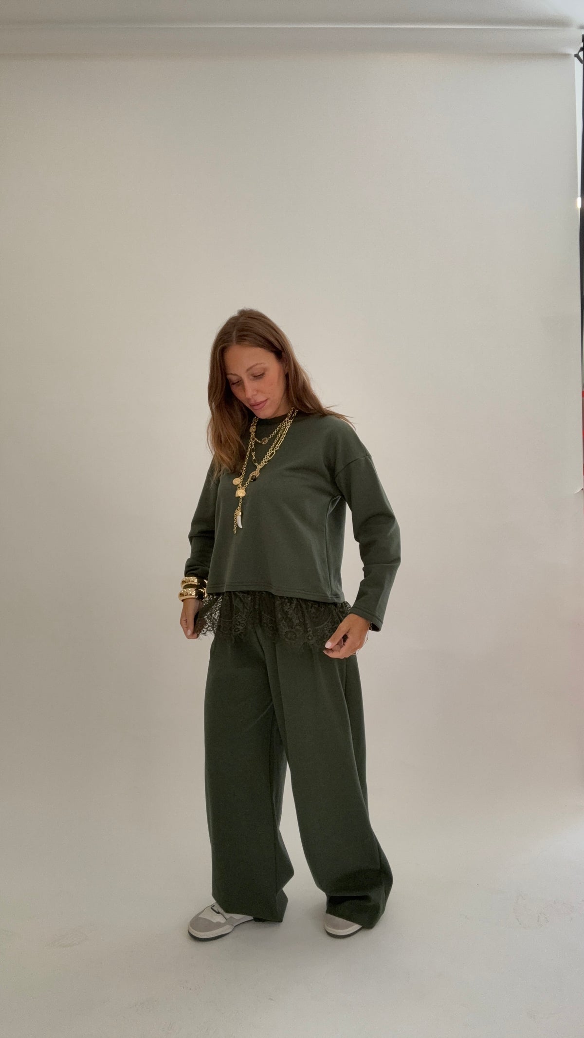 PLEASE Pantalone Tuta Bebe Verde Militare