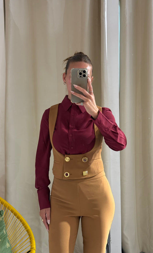 ANONYME Camicia Bordeaux Satin