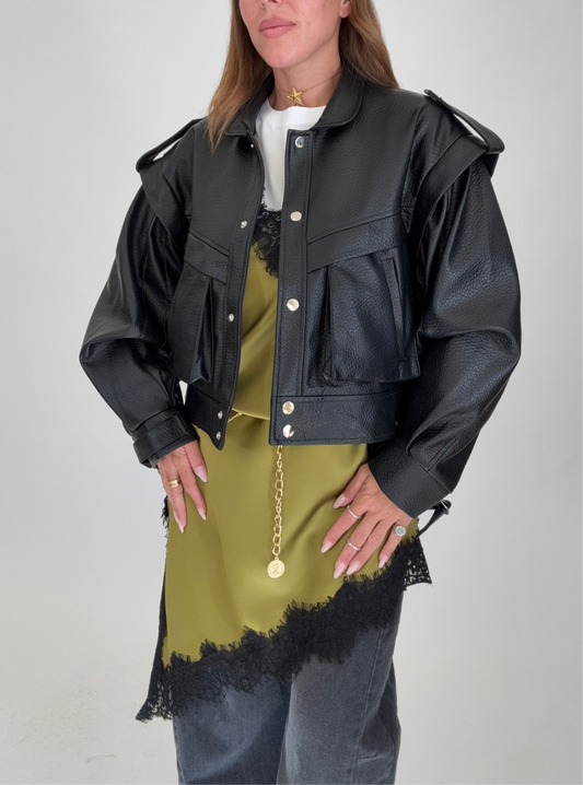 Giubbotto ecopelle Over