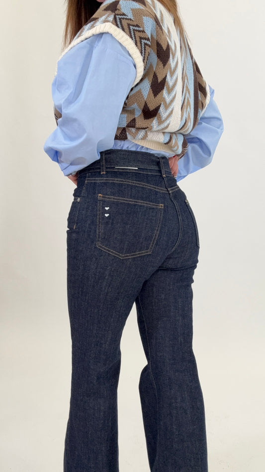 PLEASE Jeans a zampa con cintura annodata