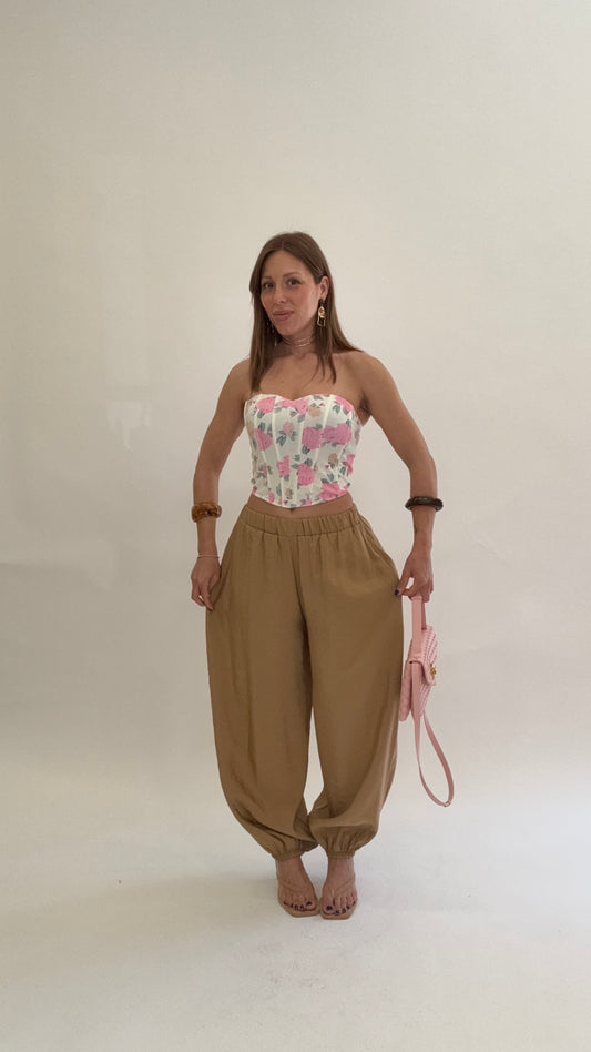 HAVEONE Pantalone a Palloncino Beige