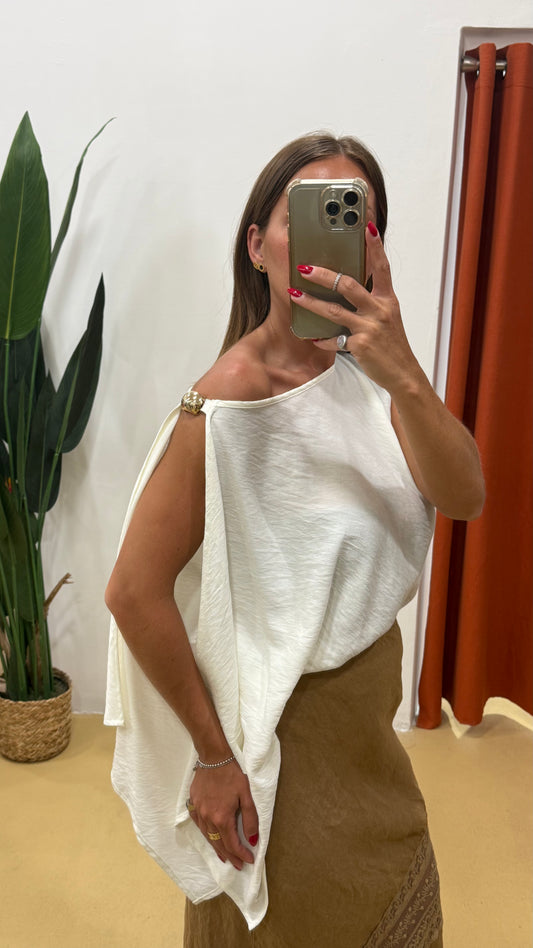 HAVEONE Blusa asimmetrica Bianca