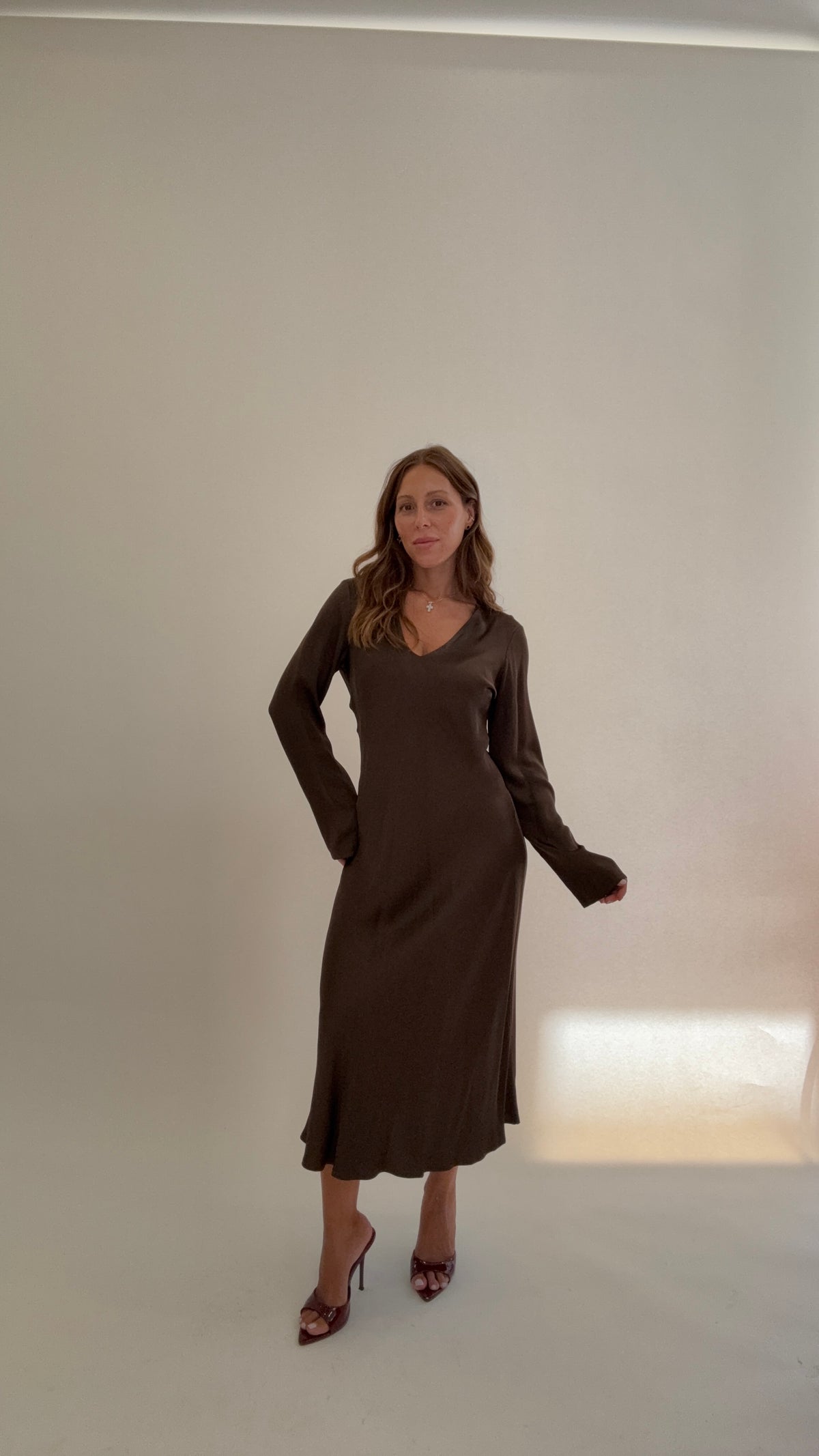 HAVEONE Abito Midi Viscosa Marrone