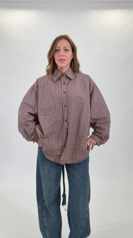 Camicia oversize Micro-Check