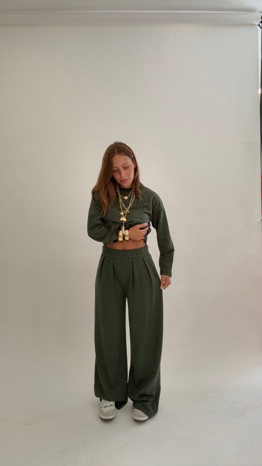 PLEASE Pantalone Tuta Bebe Verde Militare
