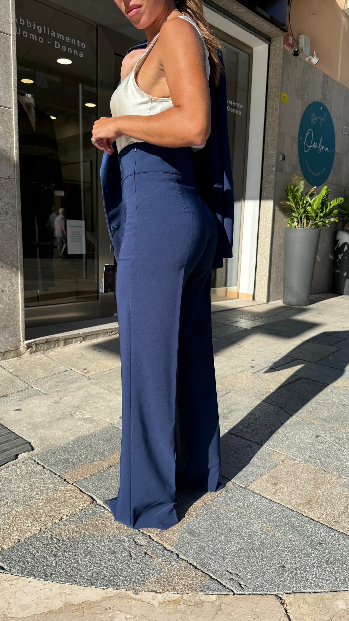 Tailleur Doppiopetto in Raso Blu Navy