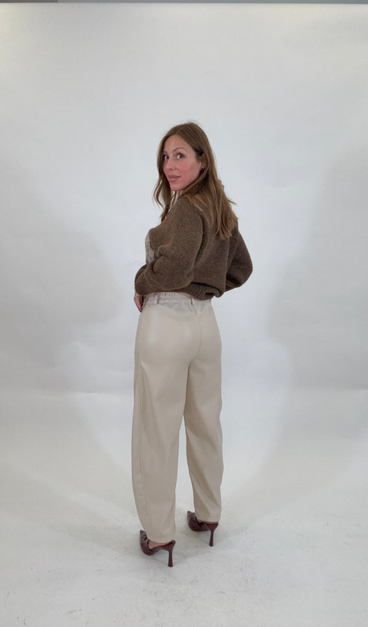 HAVEONE Pantalone Eco-pelle Balloon Burro