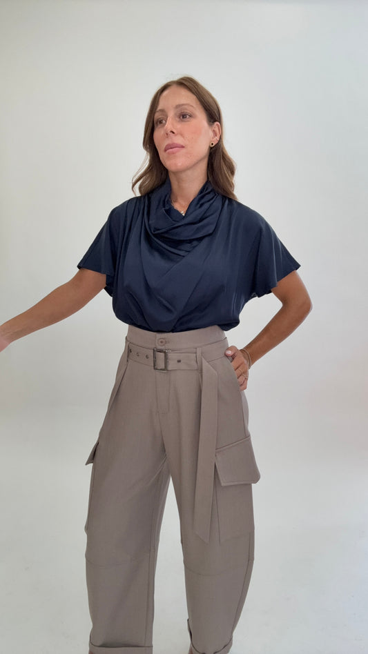 PLEASE Blusa Collo a Cascata "Più colori"