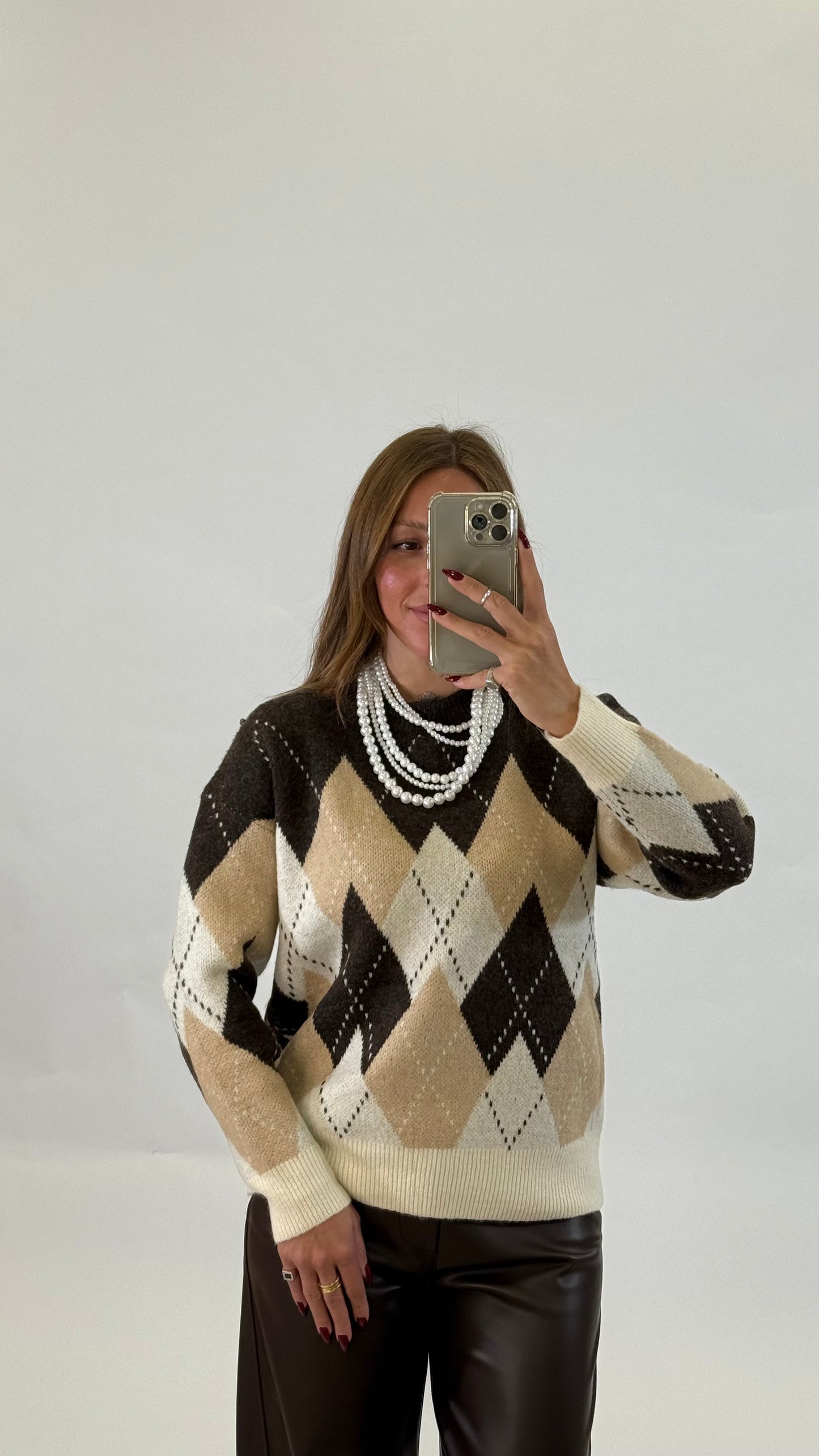 Pull Maxi Rombi Marrone