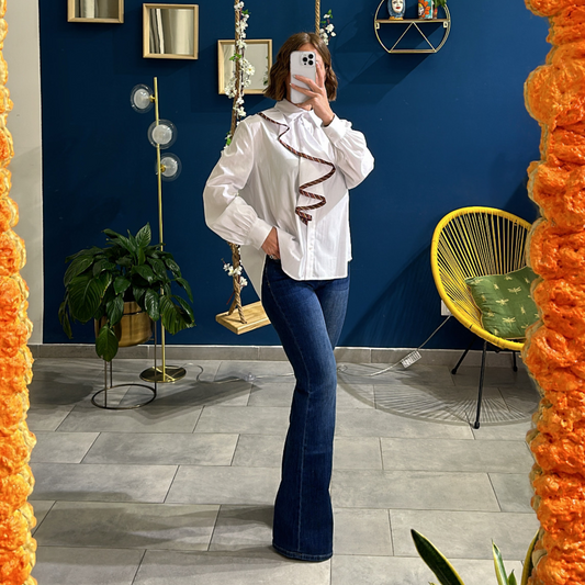 Camicia Rouches Bianca