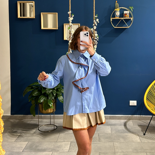 Camicia Rouches Azzurra