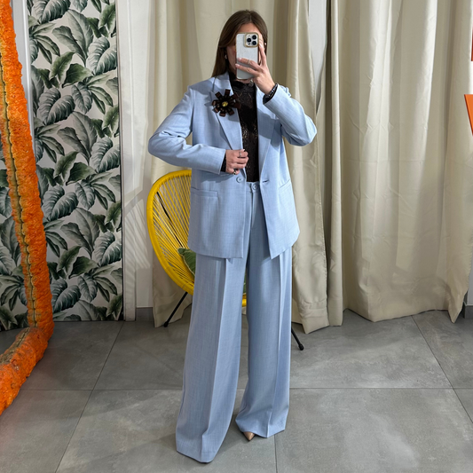 HAVEONE Blazer Azzurro con spilla