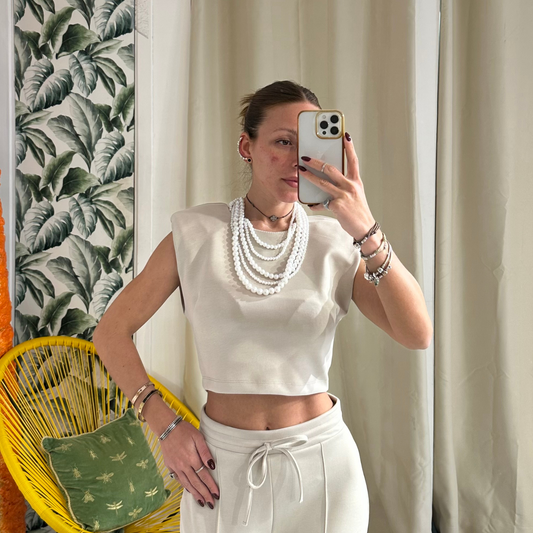 HAVEONE Top Spalline Crema