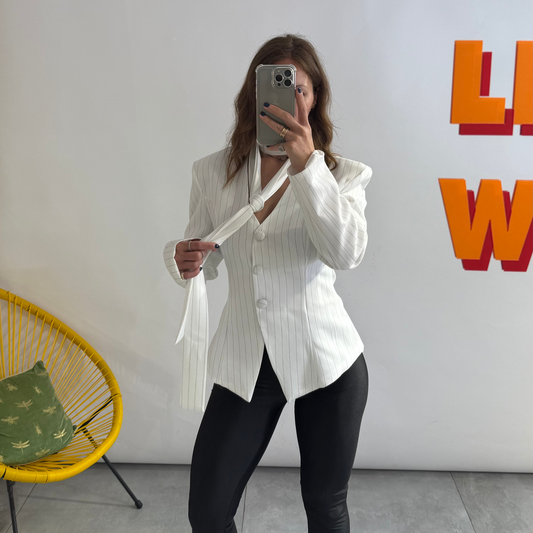 Blazer Gessato Bianco