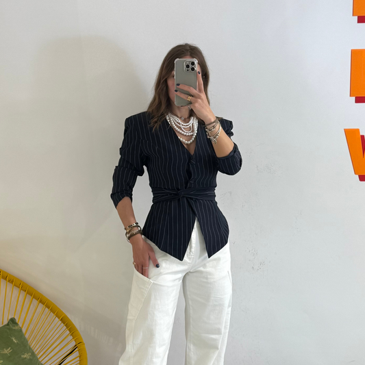 Blazer Gessato Blu Navy