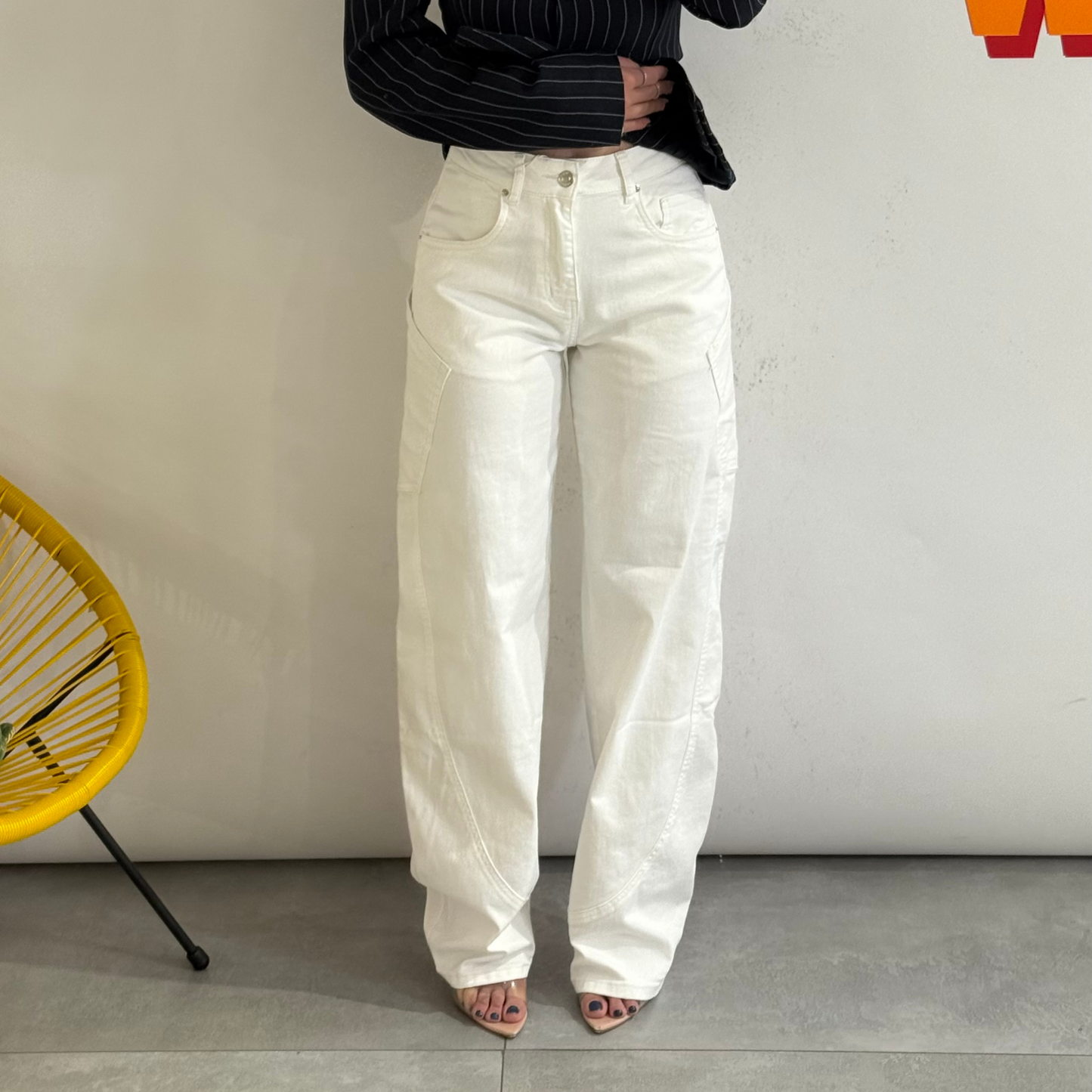 Jeans Wide Balloon White