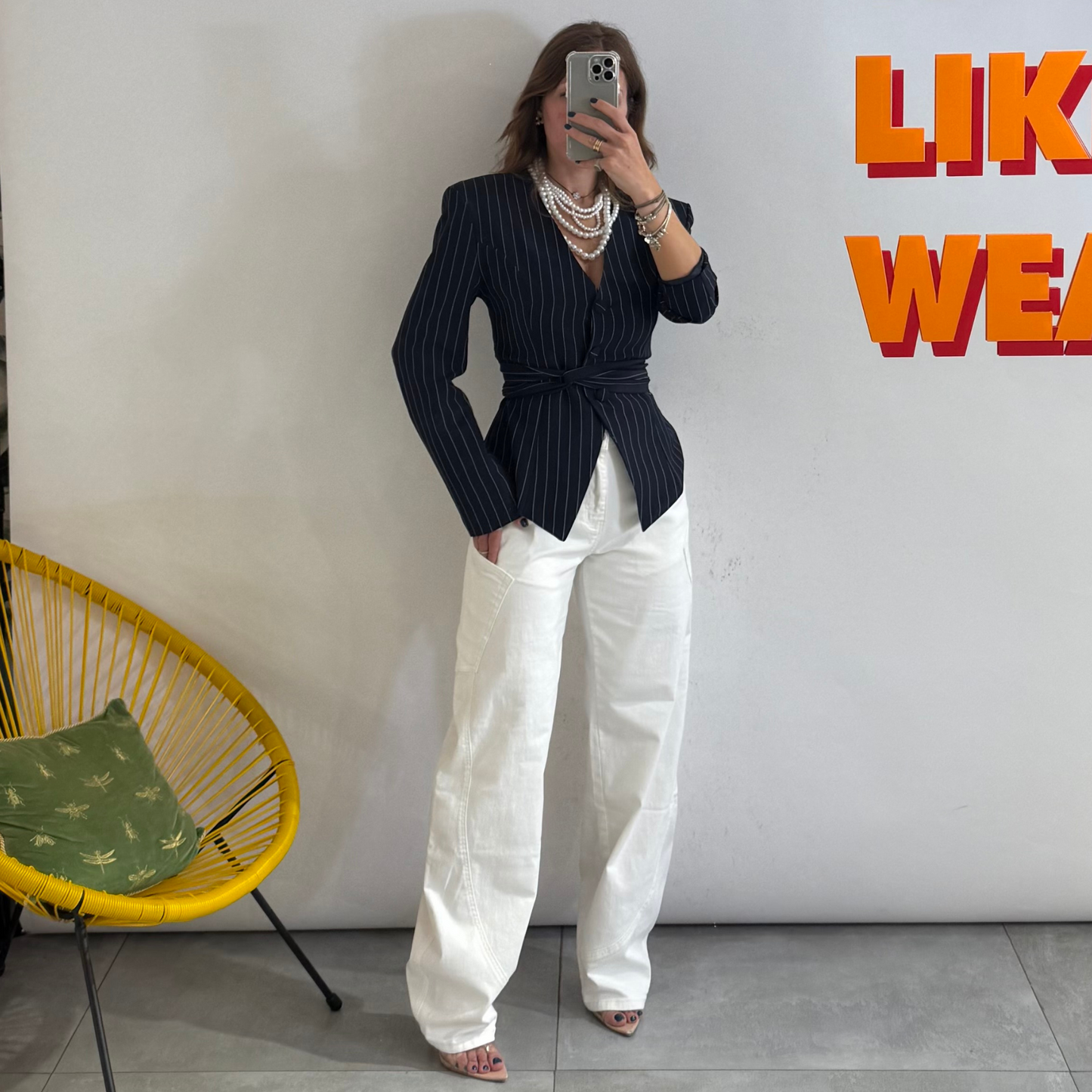 Jeans Wide Balloon White