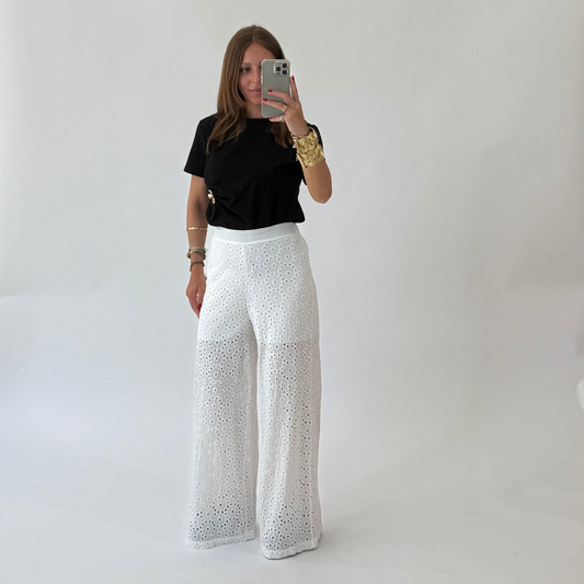 LE STREGHE Pantalone Sangallo Bianco