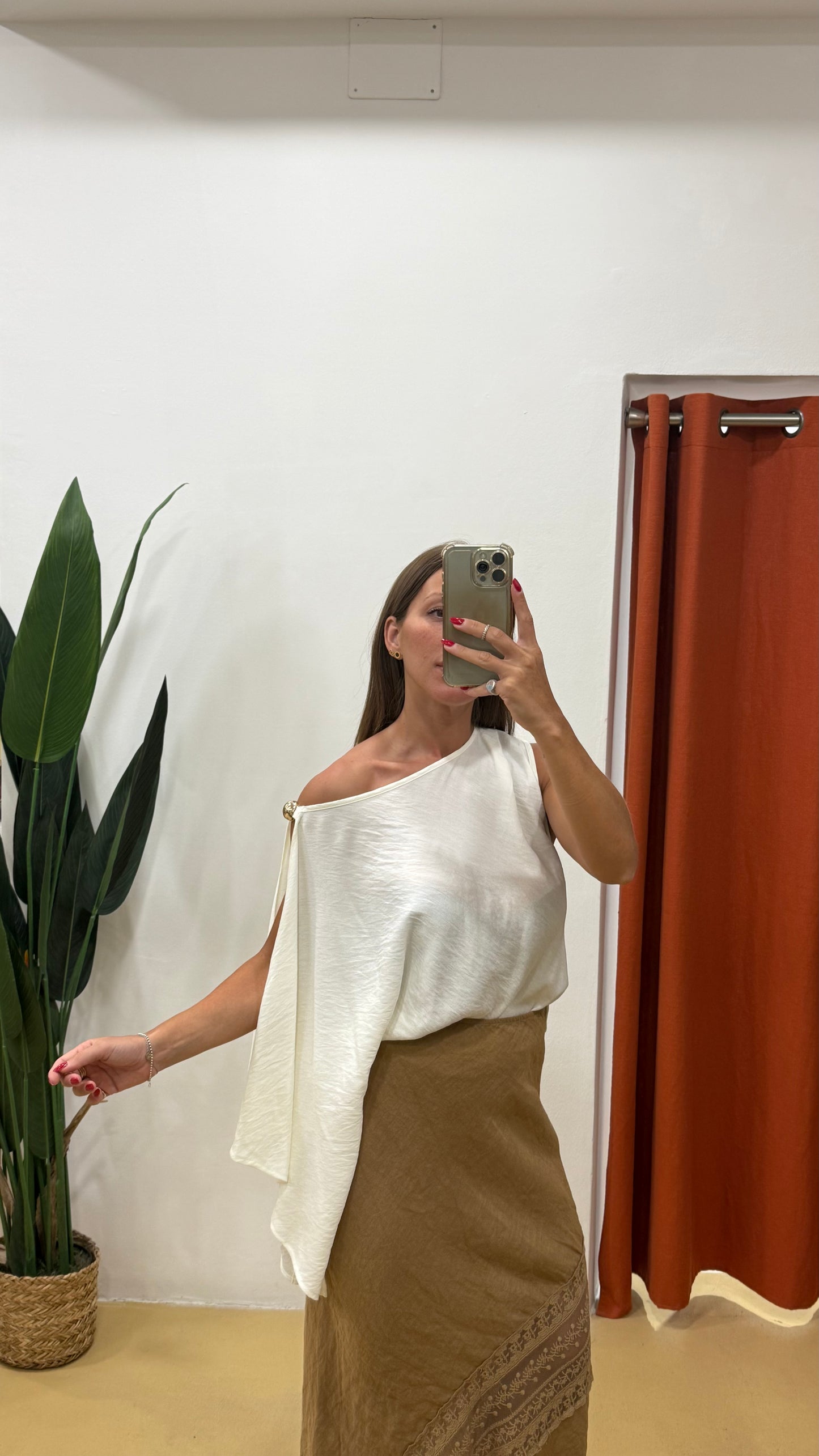 HAVEONE Blusa asimmetrica Bianca