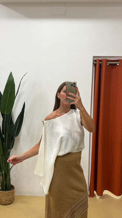 HAVEONE Blusa asimmetrica Bianca