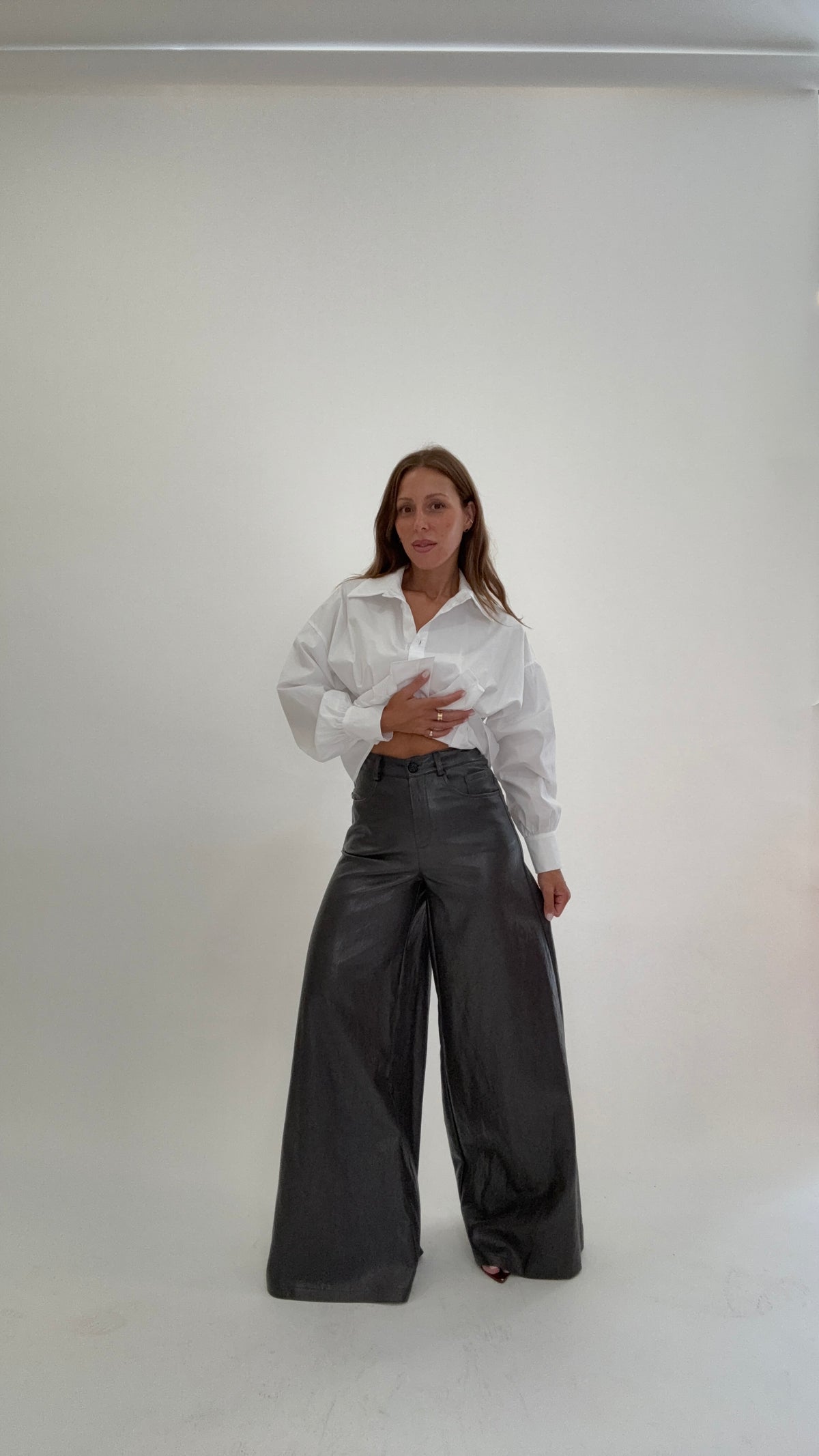 HAVEONE Pantalone Nadia Ecopelle Grigio