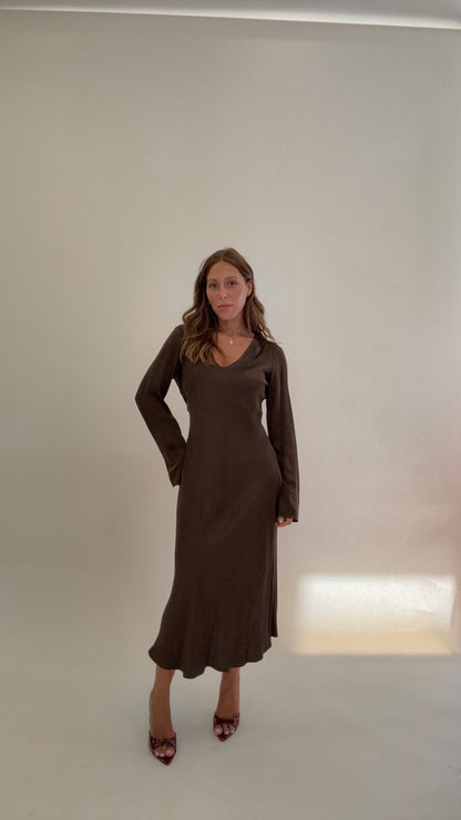 HAVEONE Abito Midi Viscosa Marrone