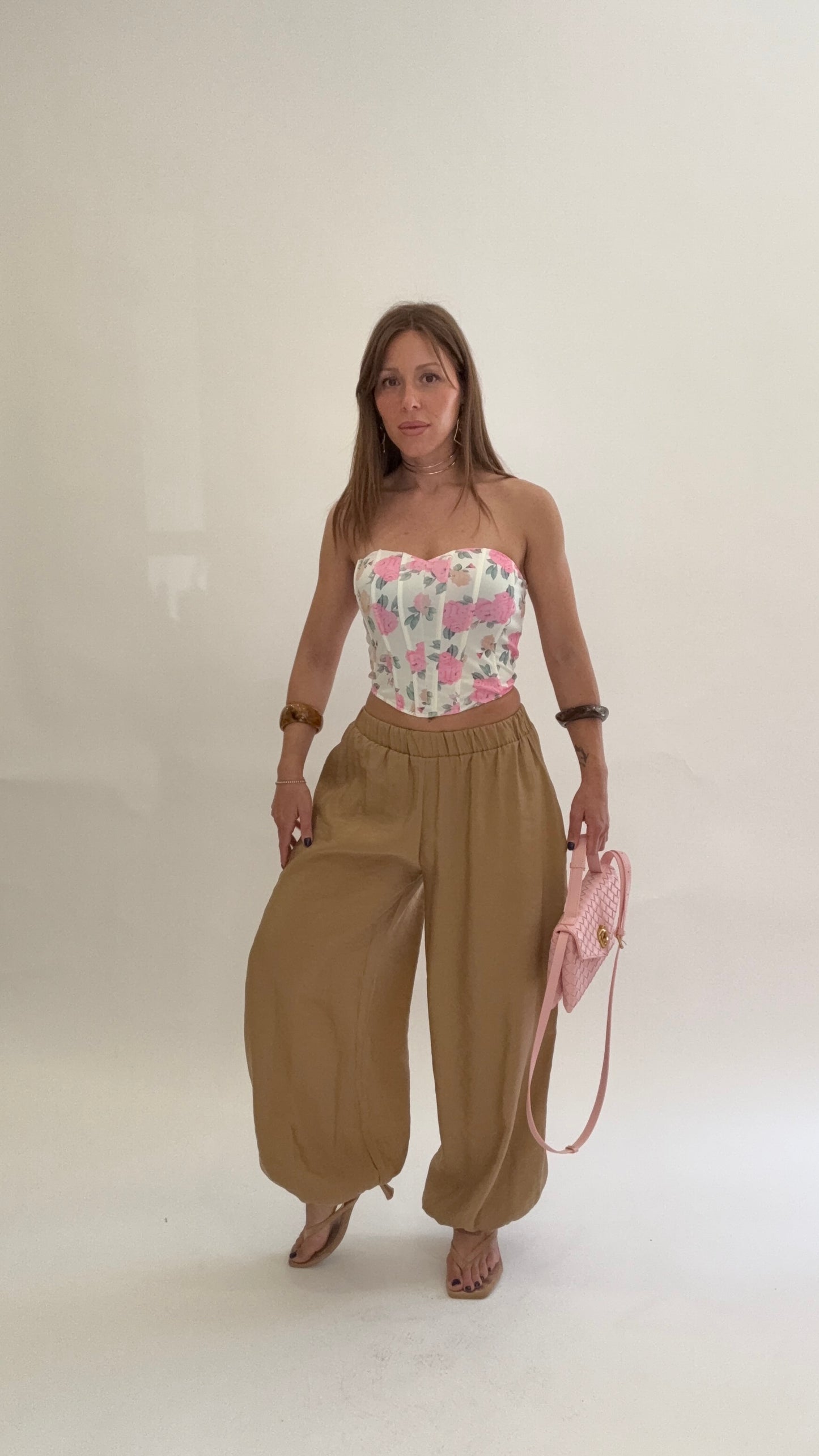 HAVEONE Pantalone a Palloncino Beige