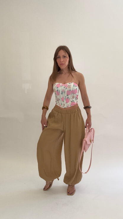HAVEONE Pantalone a Palloncino Beige