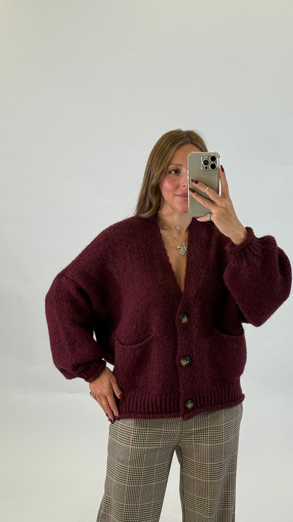 HAVEONE Maxi Cardigan Bordeaux