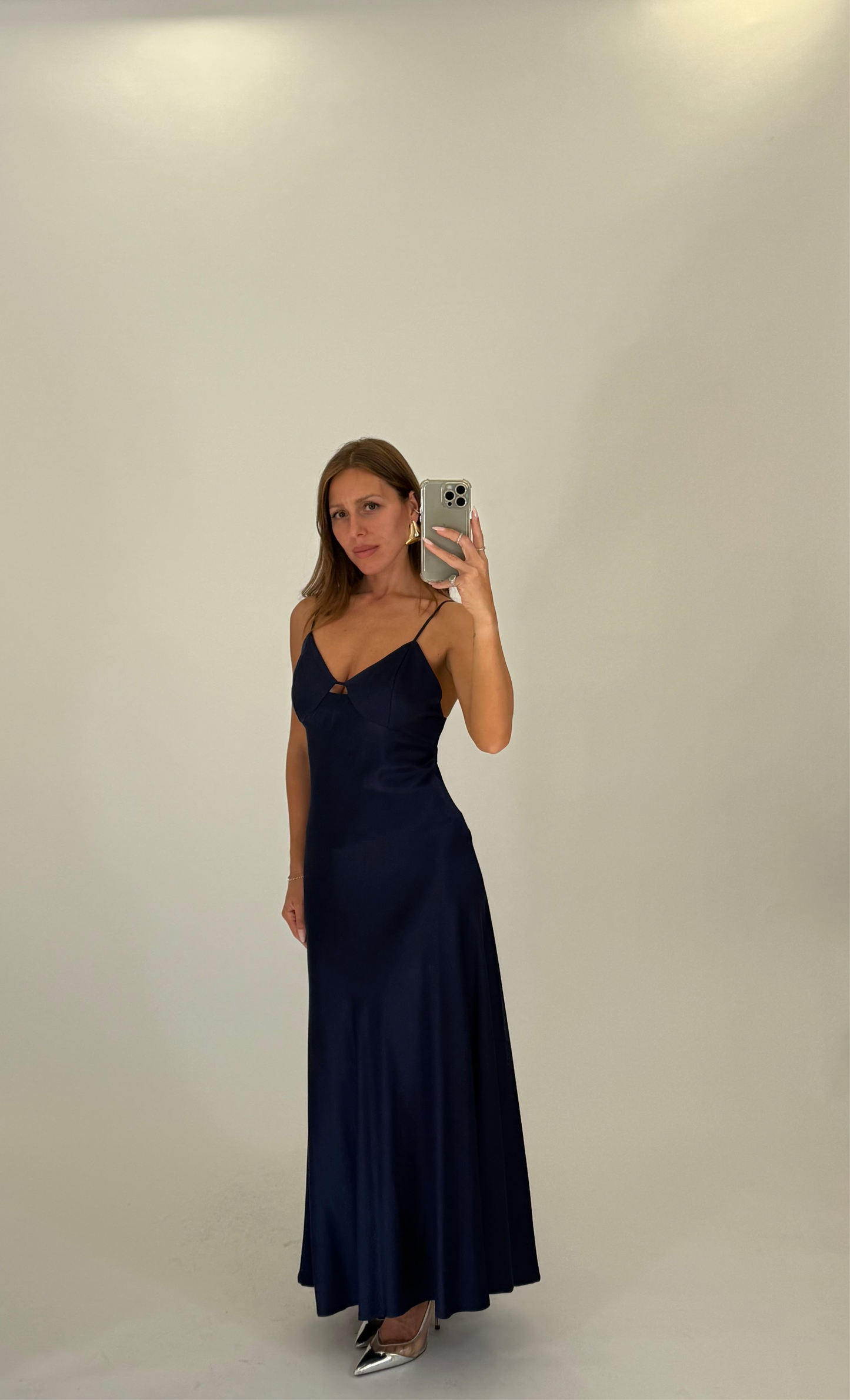 PLEASE Abito Satin Blu Navy