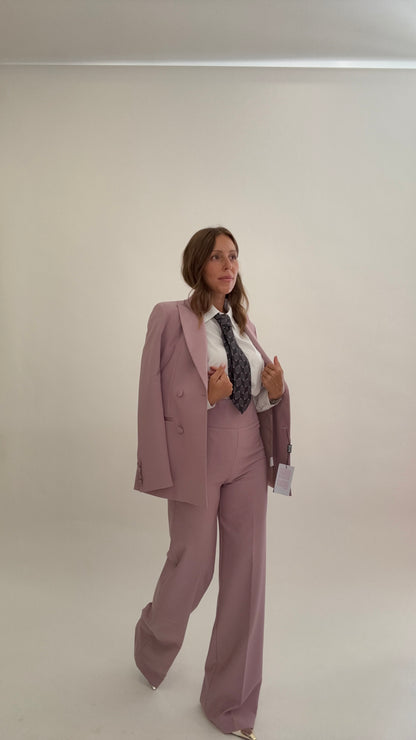 Tailleur Doppiopetto in Raso Rosa
