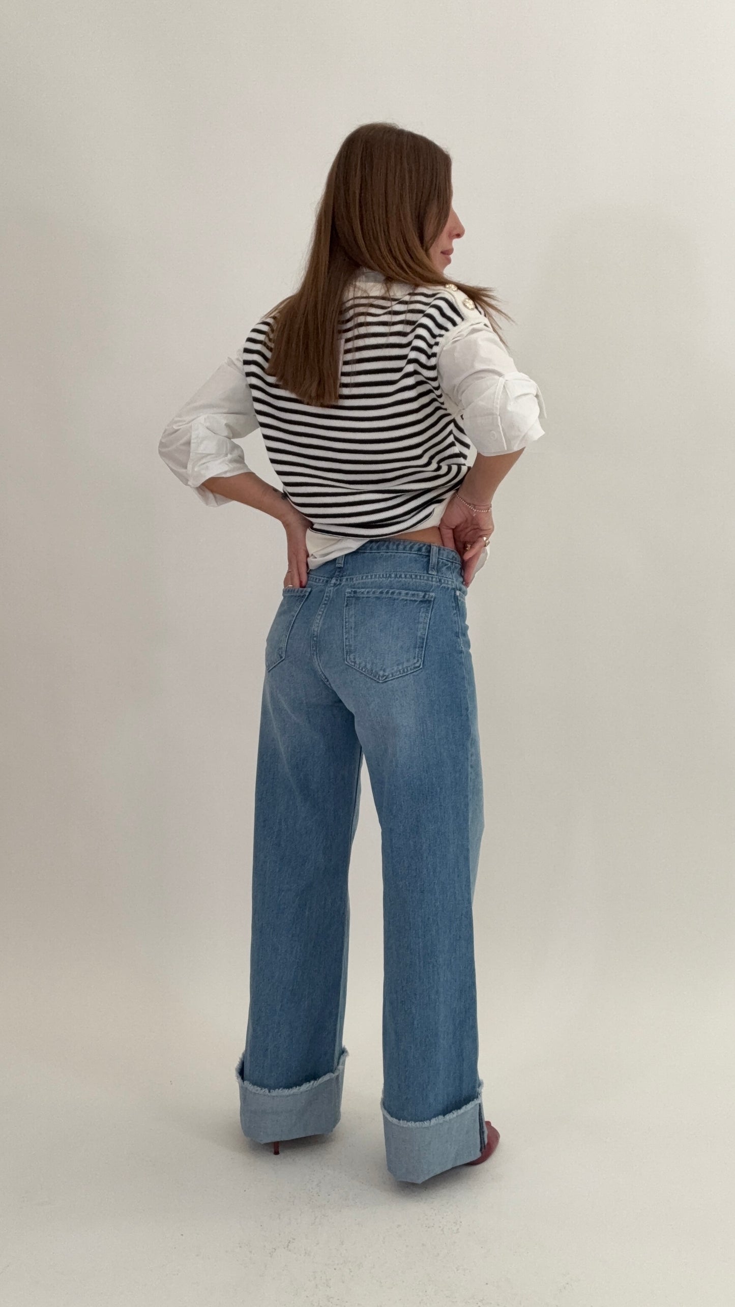 PONT Relaxed Wide Leg Maxi risvolto