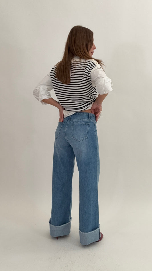 PONT Relaxed Wide Leg Maxi risvolto