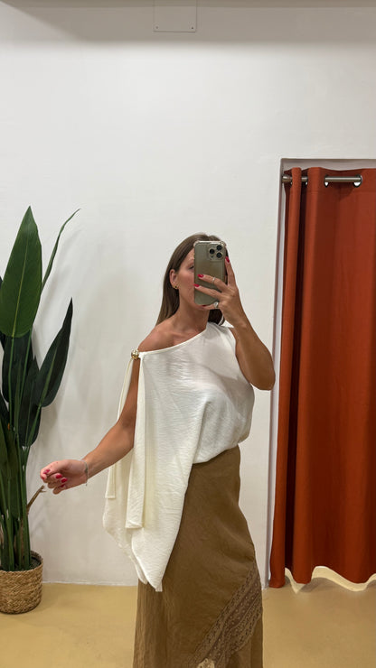 HAVEONE Blusa asimmetrica Bianca