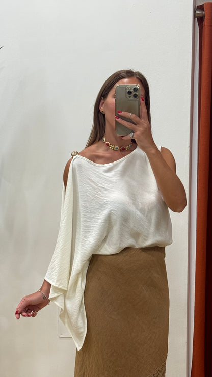 HAVEONE Blusa asimmetrica Bianca