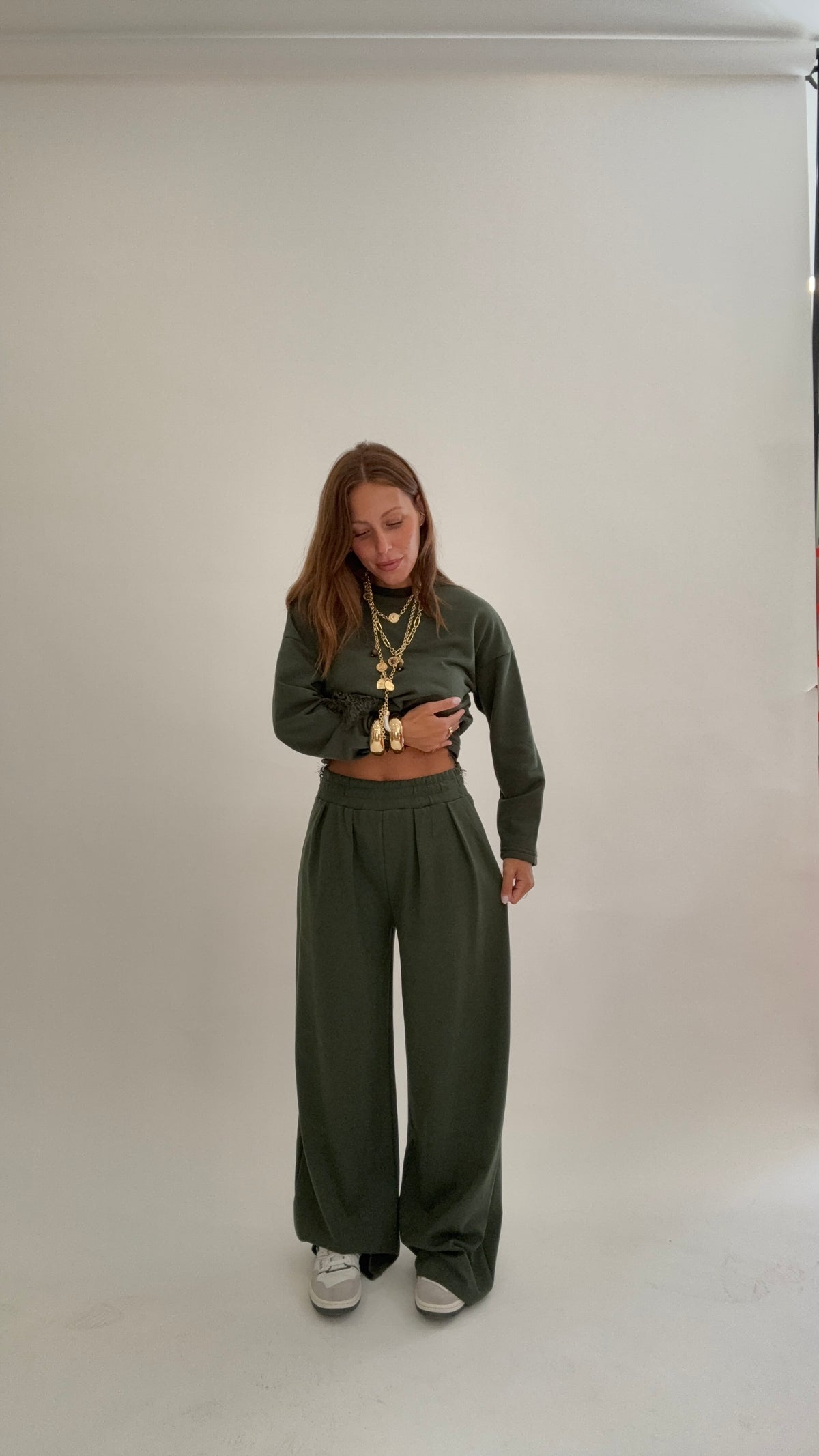 PLEASE Pantalone Tuta Bebe Verde Militare
