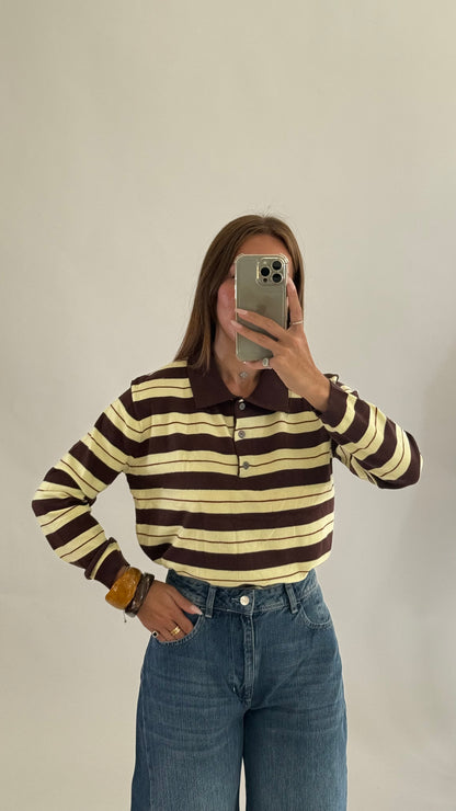 Polo in maglia Coffe- Yellow