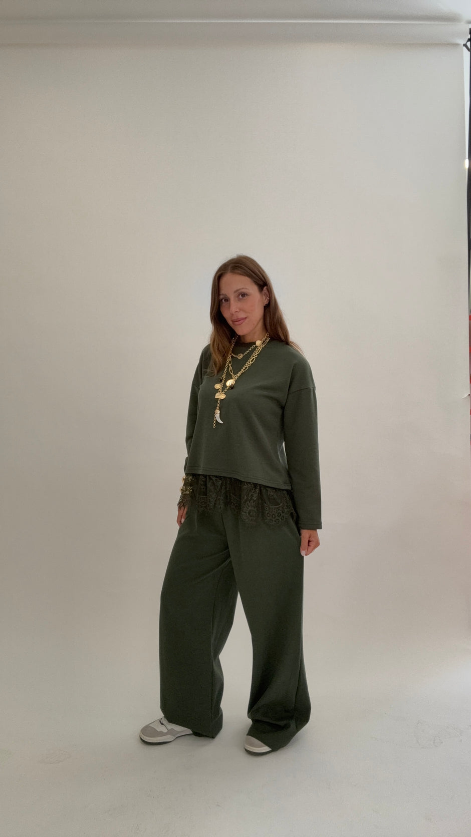 PLEASE Pantalone Tuta Bebe Verde Militare