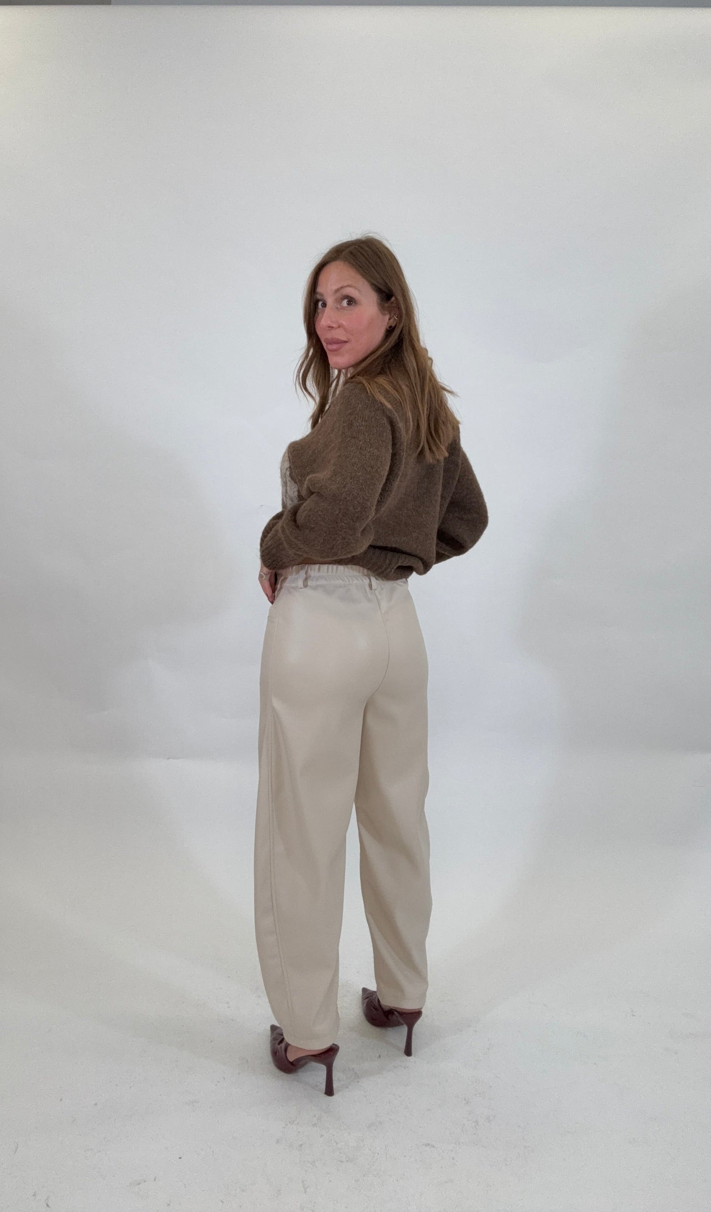 HAVEONE Pantalone Eco-pelle Balloon Burro