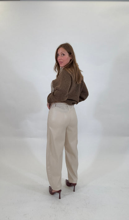 HAVEONE Pantalone Eco-pelle Balloon Burro