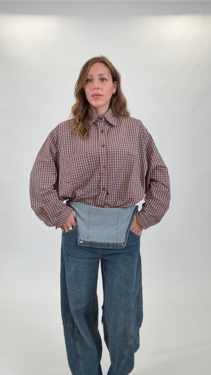 Camicia oversize Micro-Check