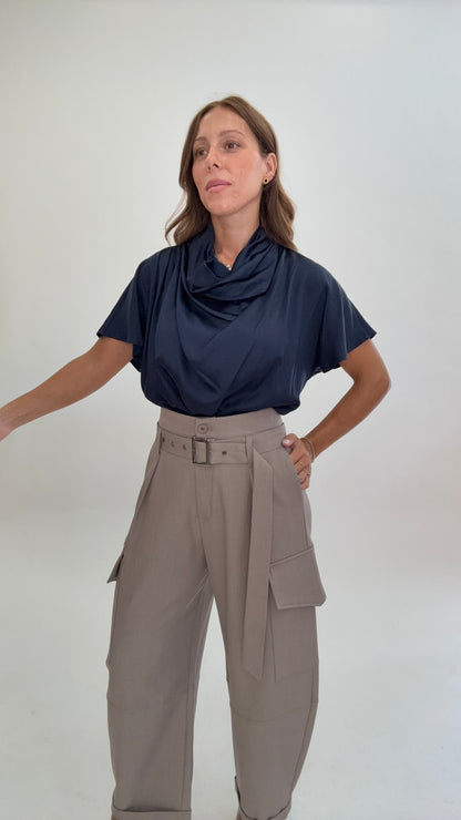 PLEASE Blusa Collo a Cascata "Più colori"