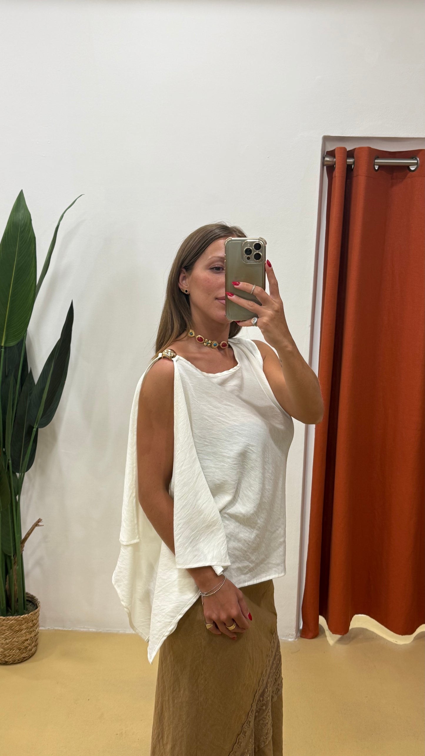 HAVEONE Blusa asimmetrica Bianca