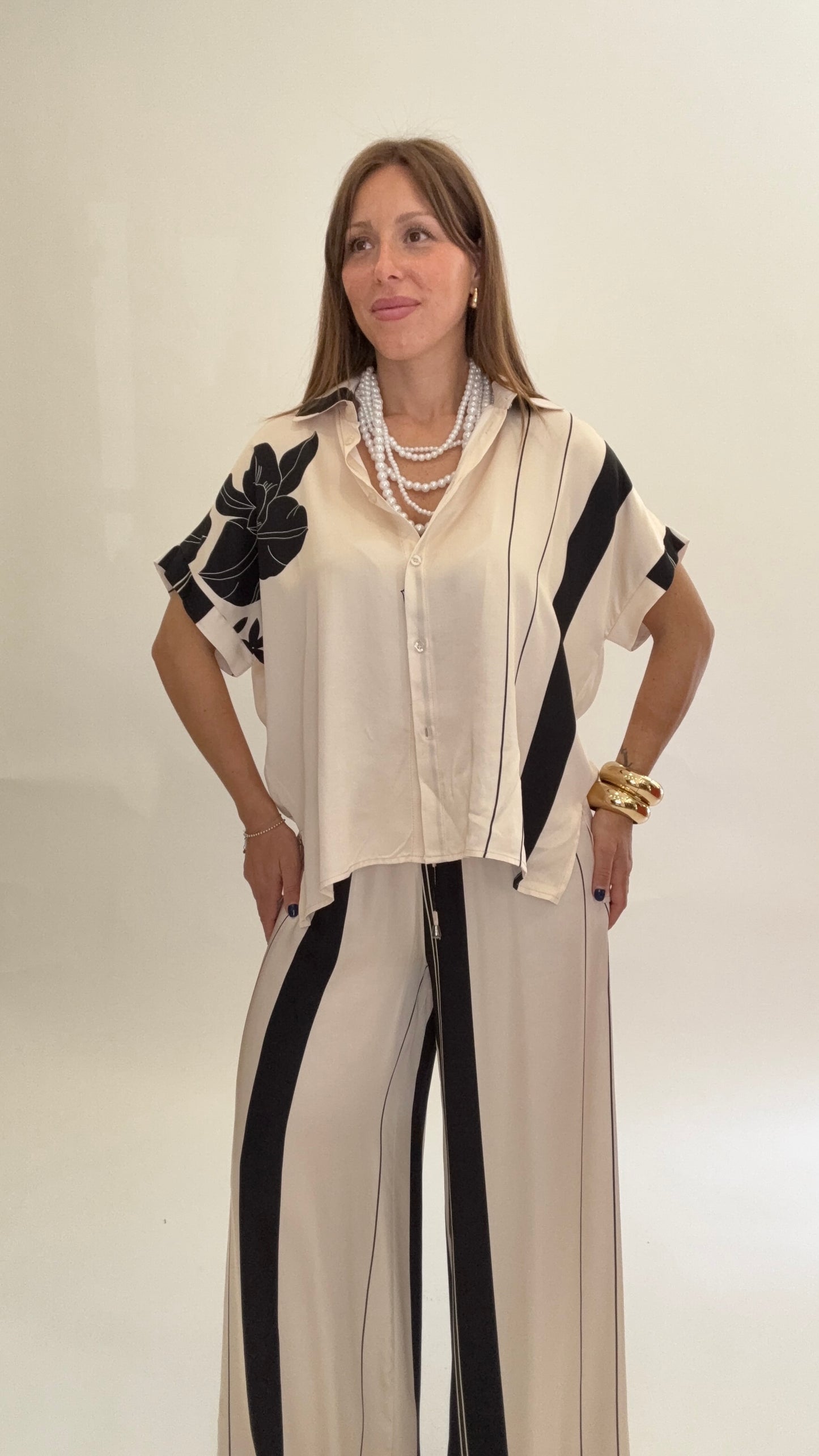 ANONYME Camicia Fiori e Righe