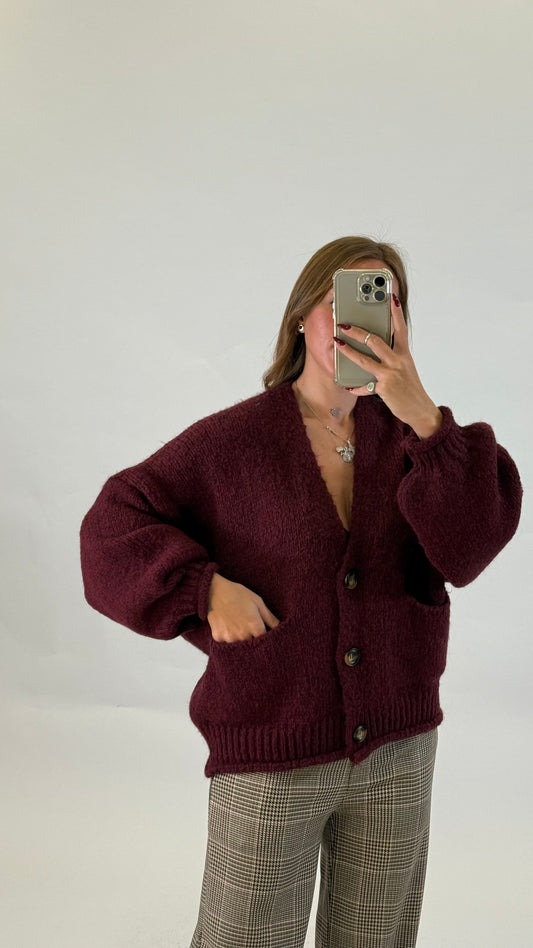 HAVEONE Maxi Cardigan Bordeaux
