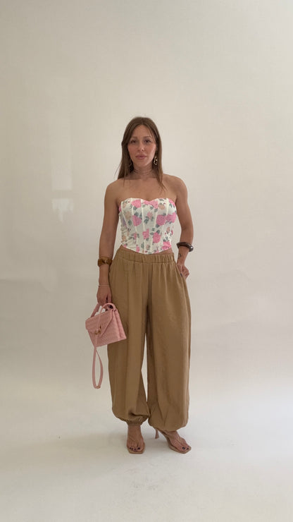 HAVEONE Pantalone a Palloncino Beige