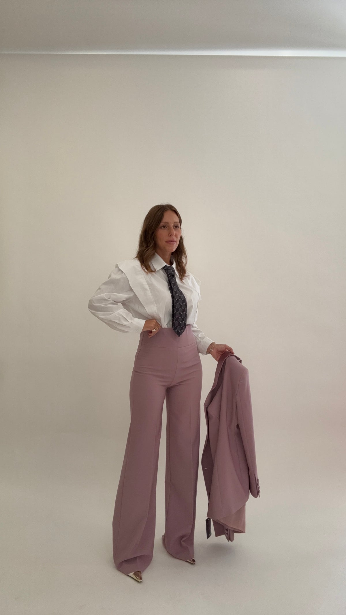 Tailleur Doppiopetto in Raso Rosa