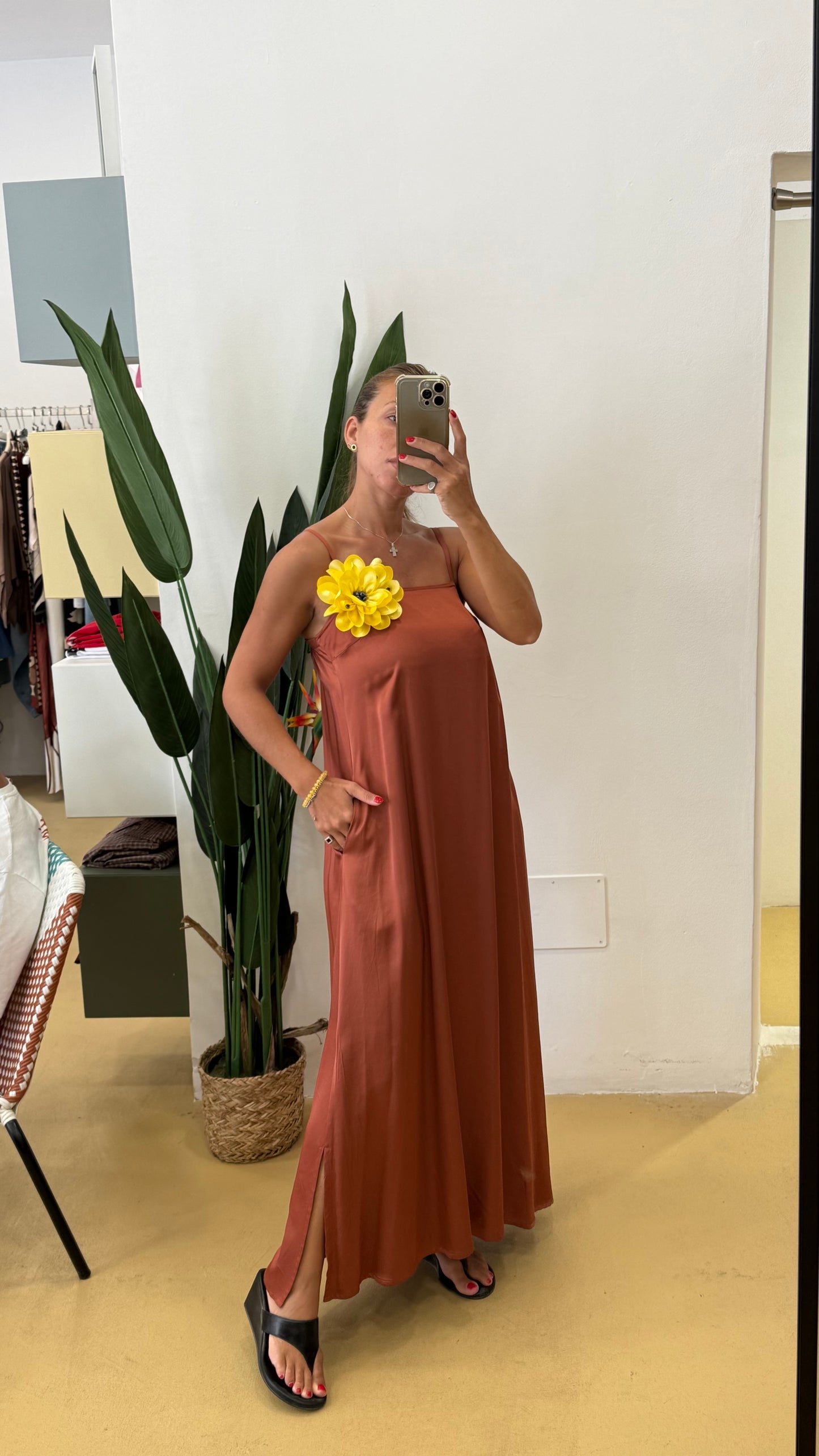 Anonyme Viscose Satin Mattone