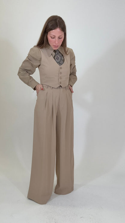 PLEASE Pantaloni Palazzo Beige