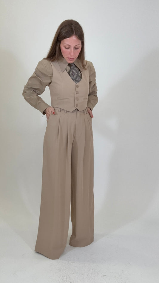 PLEASE Pantaloni Palazzo Beige